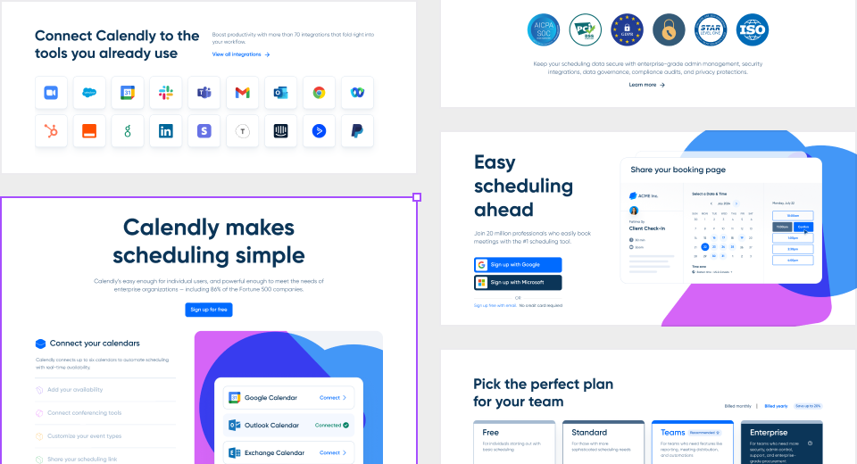 9개 섹션으로 페이지 구성