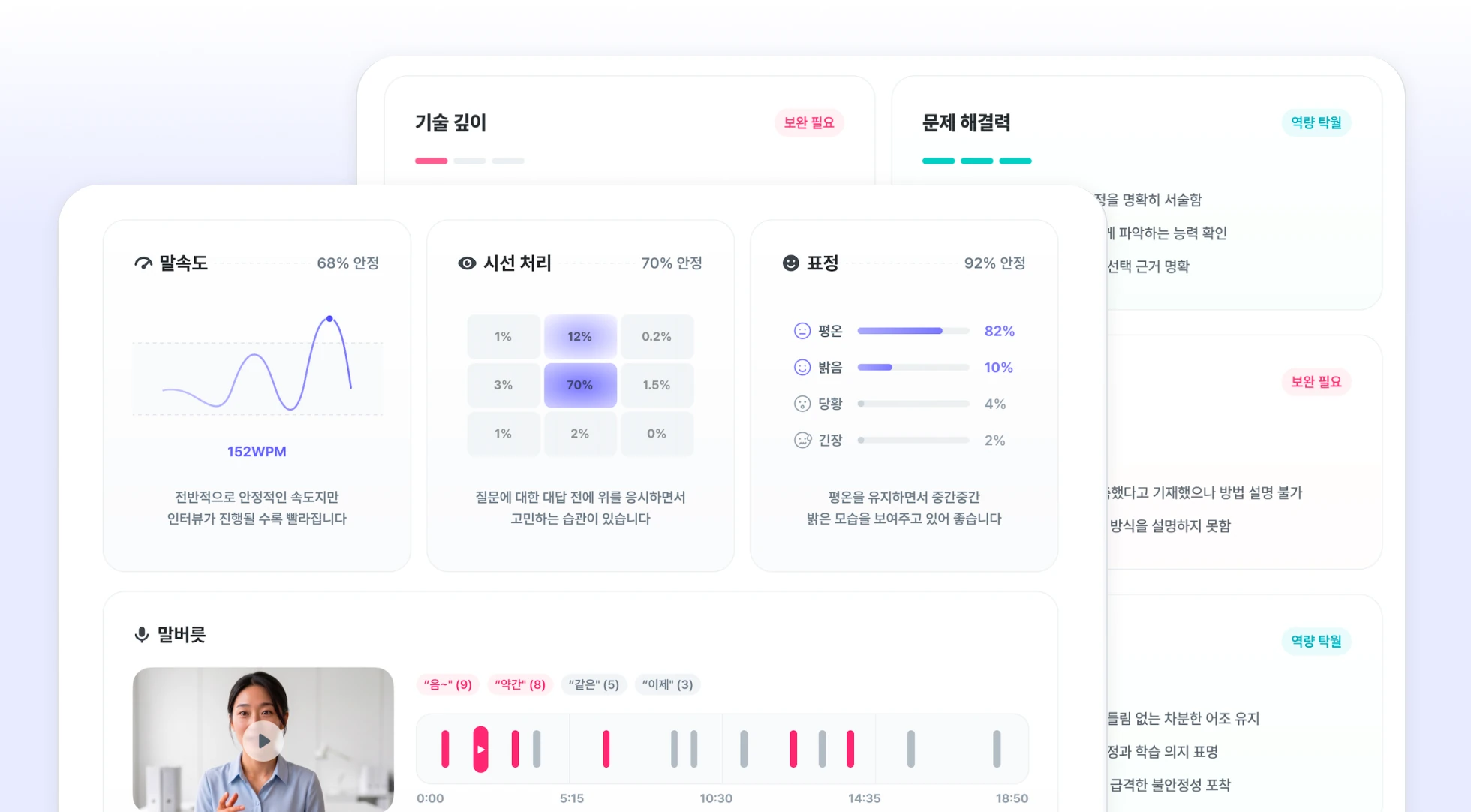 AI 모의면접 코칭 리포트 화면