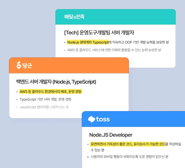 주요 회사 Job Description